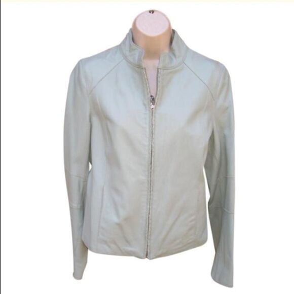 Blue Leather Scuba Moto Jacket
